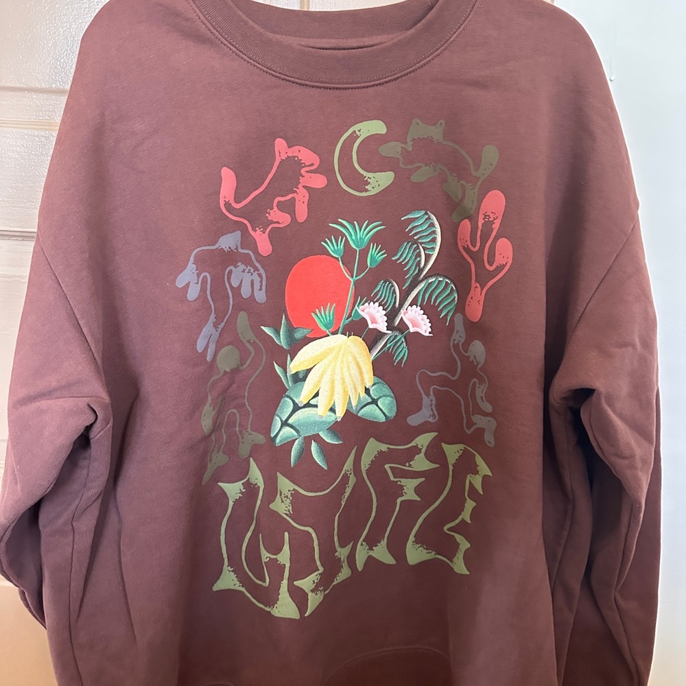 Market Brown Sweatshirt with Graphic Design
